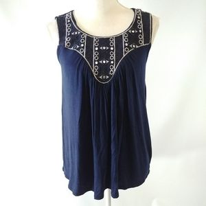Navy Tank Top w/ Shiny Details NWOT